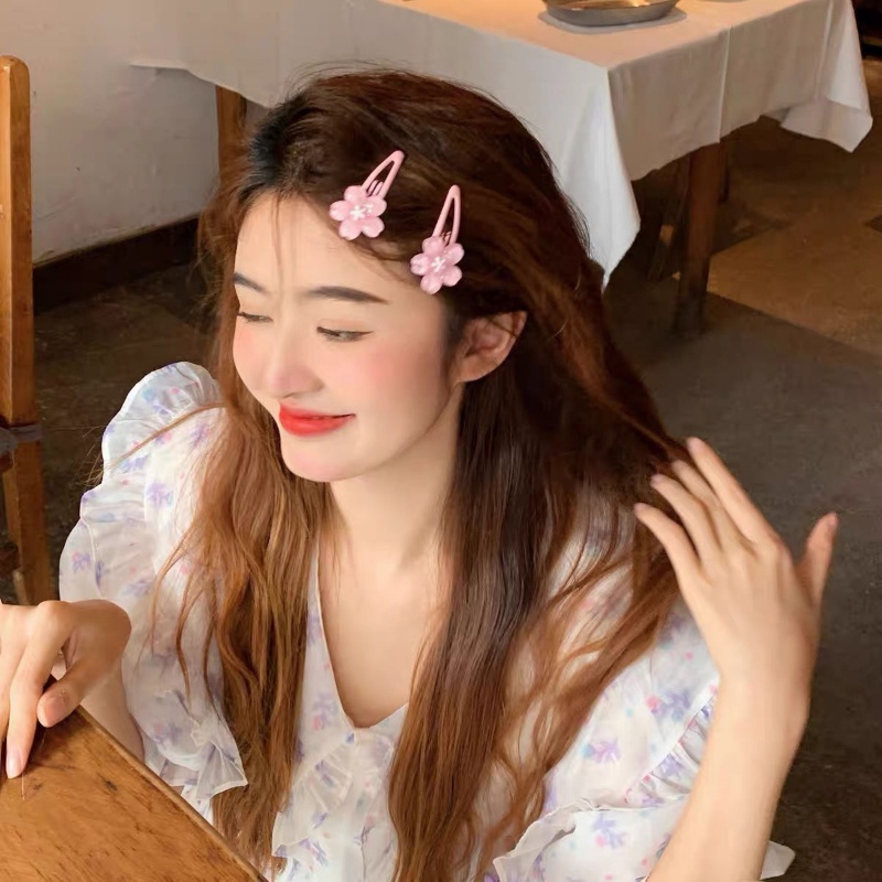 Ahellogirl Lembut Dan Krem Cherry Blossom Hair Clip Poni Clip Sweet BB Clip Hair Clip Klip Samping Aksesoris Rambut Cewek Aksesoris Kepala Jepang Dan Korea2022