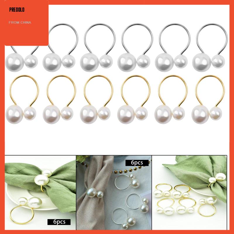 [Predolo] 6buah Cincin Serbet Modern Napkin Buckle Holder Untuk Pesta Liburan Pernikahan