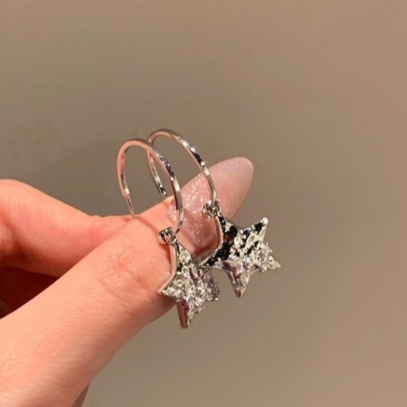 Y2k Anting Liontin Bintang Gaya Manis Keren/Wanita Paduan Desain Kupu-Kupu Rasa Drop Earrings/Anting Perhiasan Elegan Minimal