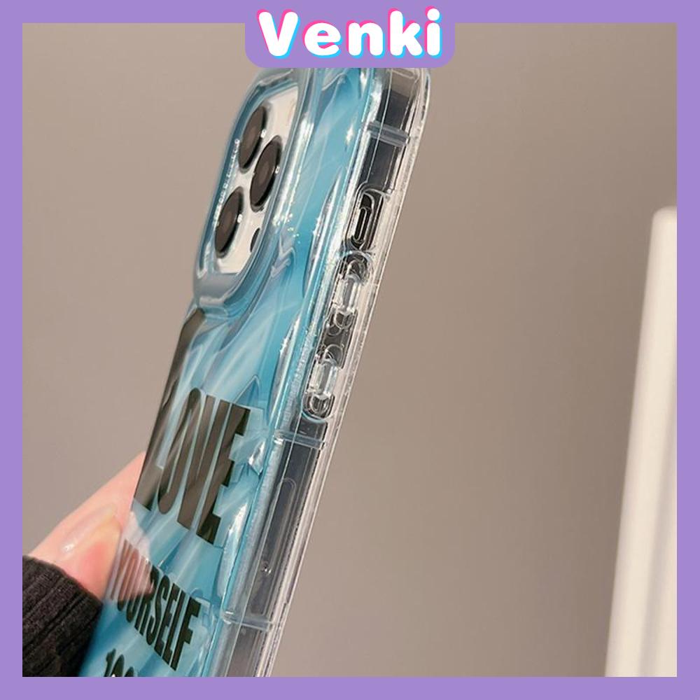 VENKI - For iPhone 11 iPhone Case Laser Reflective Transparent Phone Case TPU Soft Shockproof Airbag Case Protective Camera Blue English Compatible with iPhone 14 13 Pro max 12