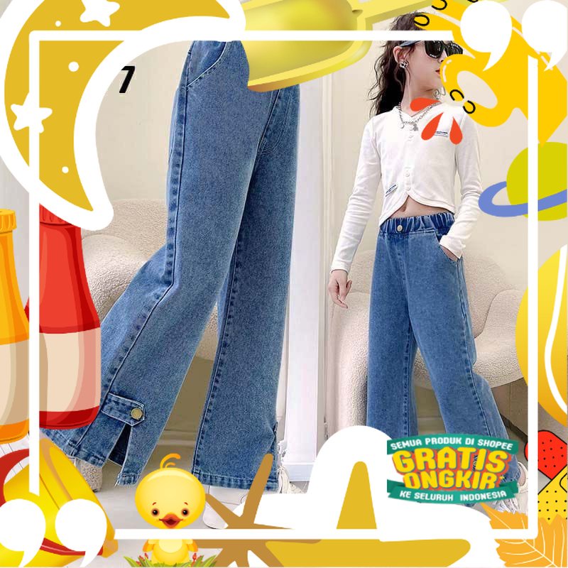 Kulot Jeans Anak Perempuan 4-12 Tahun Model Terbaru/ Lucu kado Ultah