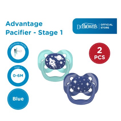 Dr.Brown's Advantage Pacifier Assorted, 2-Pack / Pacifier / Empeng Bayi