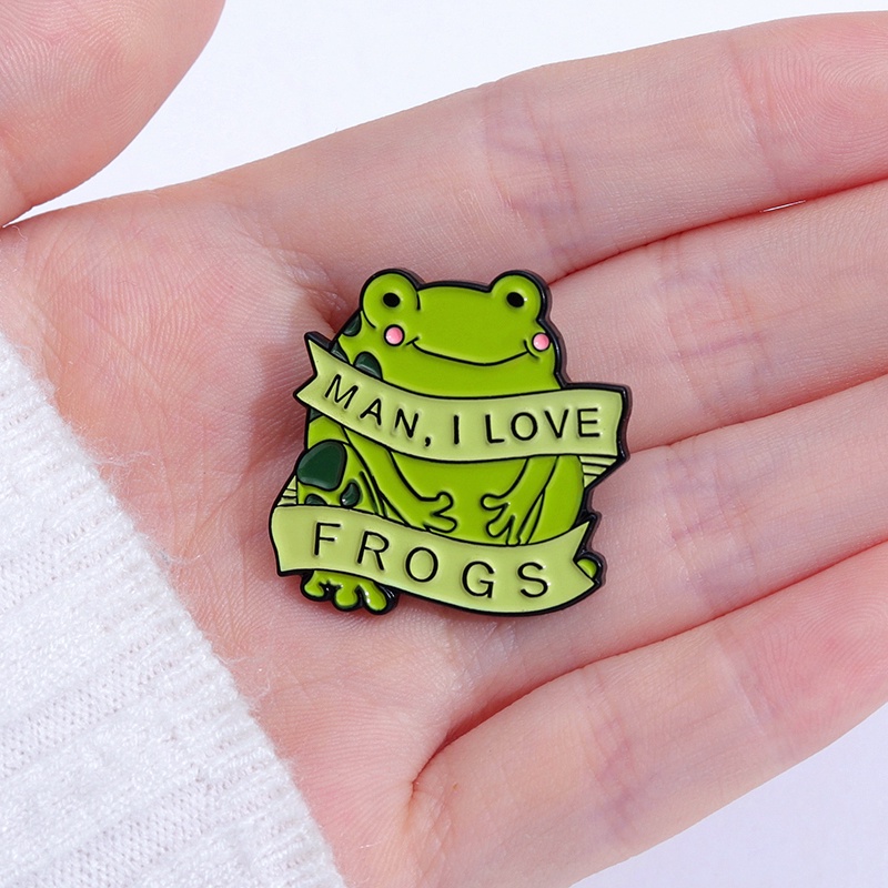 Man I Love Frogs Enamel Pin MILF Lucu Bros Kerah Lencana Kartun Hewan Perhiasan Hadiah Untuk Anak-Anak Teman