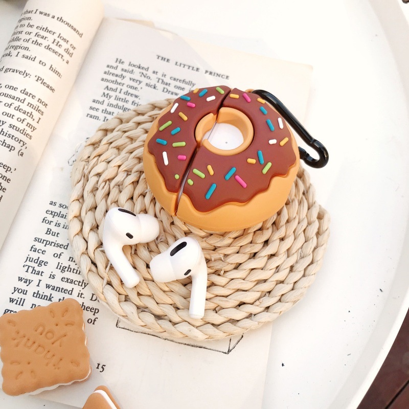 3d Imitasi Dessert Coklat Donat Earphone Bluetooth Anti-Jatuh Pink Case Pelindung Cover Untuk Airpods1 2 3 Pro i12 i10 i11 i9s inpods 12 13 Pro i13 Airpods3 TWS Shell