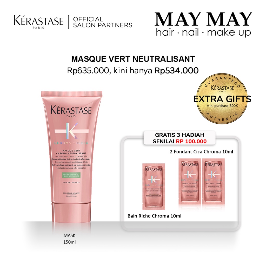 Kerastase Masque Vert Neutralisant 150ml - Penetralisir Warna Merah