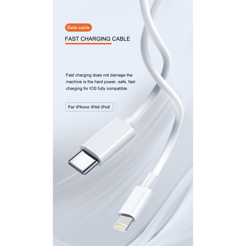 IPHONE Kabel USB Type C Ke Original PD 20W Fast Charging Untuk Iphone11 12 13 Pro Max XR XS SE 2022 Mini8 Plus Kabel Data Sync