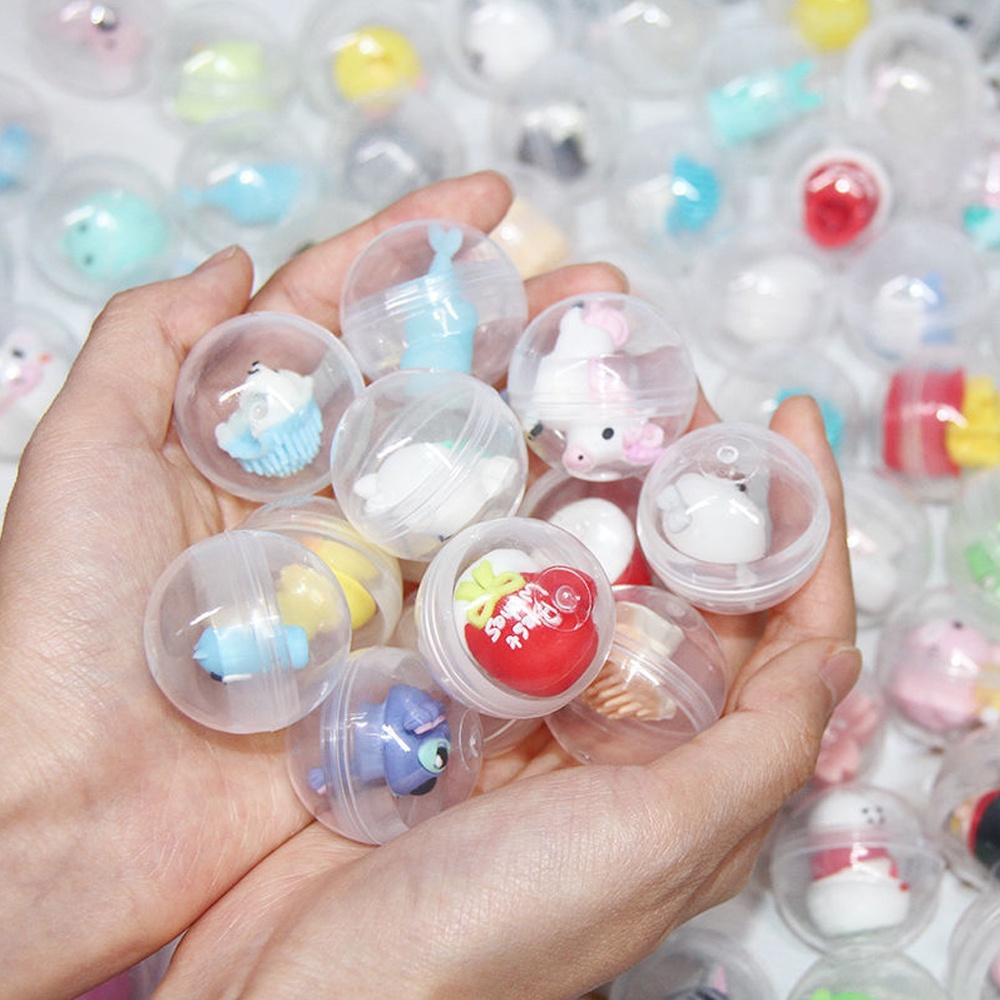 Mainan Gashapon Mini Bulat Transparan Gaya Acak 32mm/perlengkapan Game Edukasi Dini Anak Tk Kreatif/Mainan Bola Mesin Gashapon