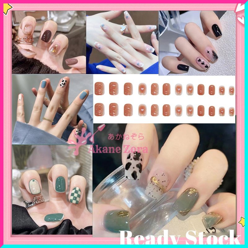 Fake Nails Korean Style Nail Art/ Fake Nails Wedding/ Kuku Palsu Pengantin/ Kuku Palsu Panjang/ Lem Kuku Palsu Pendek/ Kuku Palsu Murah