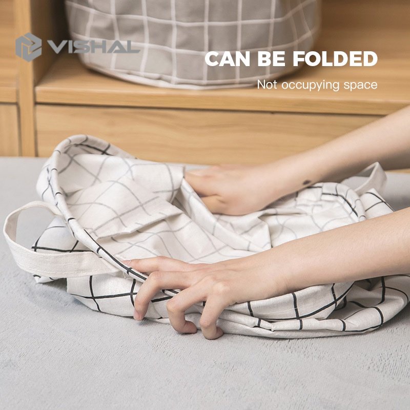 VISHAL KERANJANG LAUNDRY BAG BULAT LIPAT PORTABLE CANVAS / KERANJANG BAJU KOTOR BERSIH VS-133