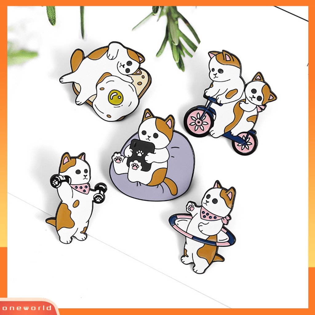 [ONE] 5pcs/set Bros Anjing Dumbbells Olahraga Lovely Alloy Motif Anjing Kartun Lencana Untuk Pakaian Sehari-Hari