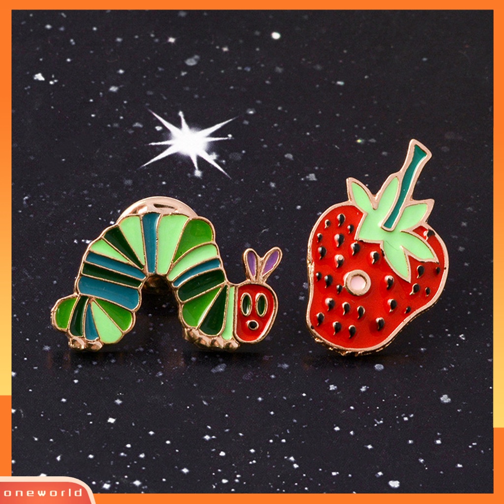[ONE] Bros Pin Kartun Enamel Warna-Warni Hias Geometris Strawberry Hewan Kerah Lapel Lencana Pria Wanita Perhiasan Pakaian Yang Sesuai Dengan Hadiah Nikmat Pesta