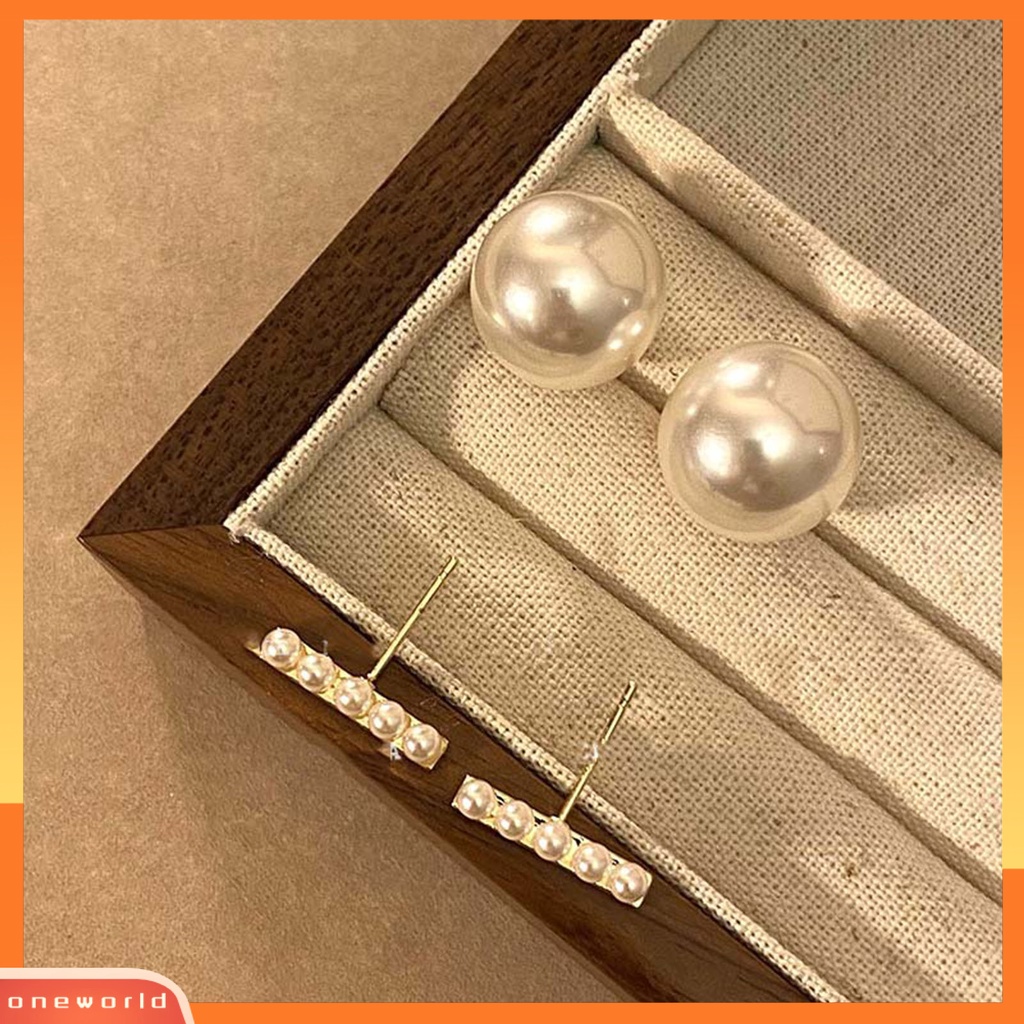 [ONE] 1pasang Ear Studs Gaya Perancis Elegan Dainty Hadiah Mulia Nonallergic High Gloss Faux Pearl Women Earrings Perhiasan Aksesoris