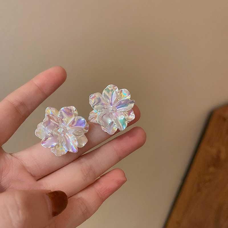 Mermaid Ji Camellia Bunga Warna-Warni Gaya Perancis Kepribadian Manis Anting Temperamen Retro