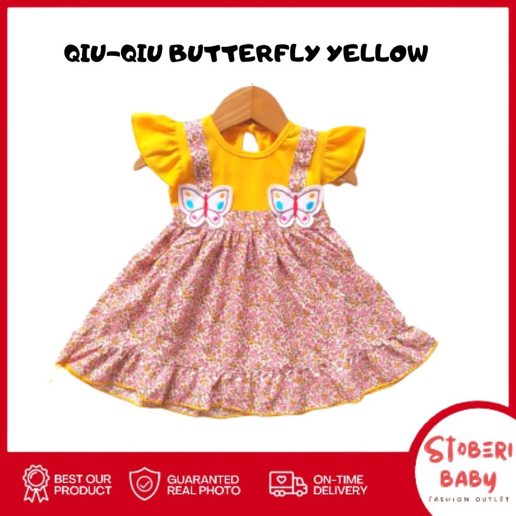 stoberi baby - QIU2 BUTTERFLY Baju Bayi Model Dress MURAH Baby Girl (0-6 bulan) Dress Anak Perempuan