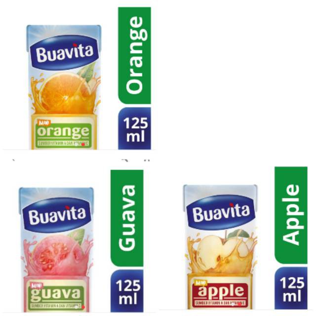 

BUAVITA manggo / lychee / apel / guava 125 ml