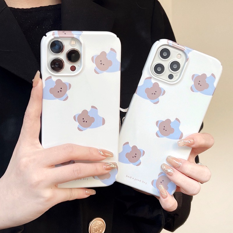 IPHONE Lovely Full Bear Hard Plastic Case HP iP Iphone14+Plus X XS XR 11 12 13 Pro Max FTD Woman Girl Casing Apple