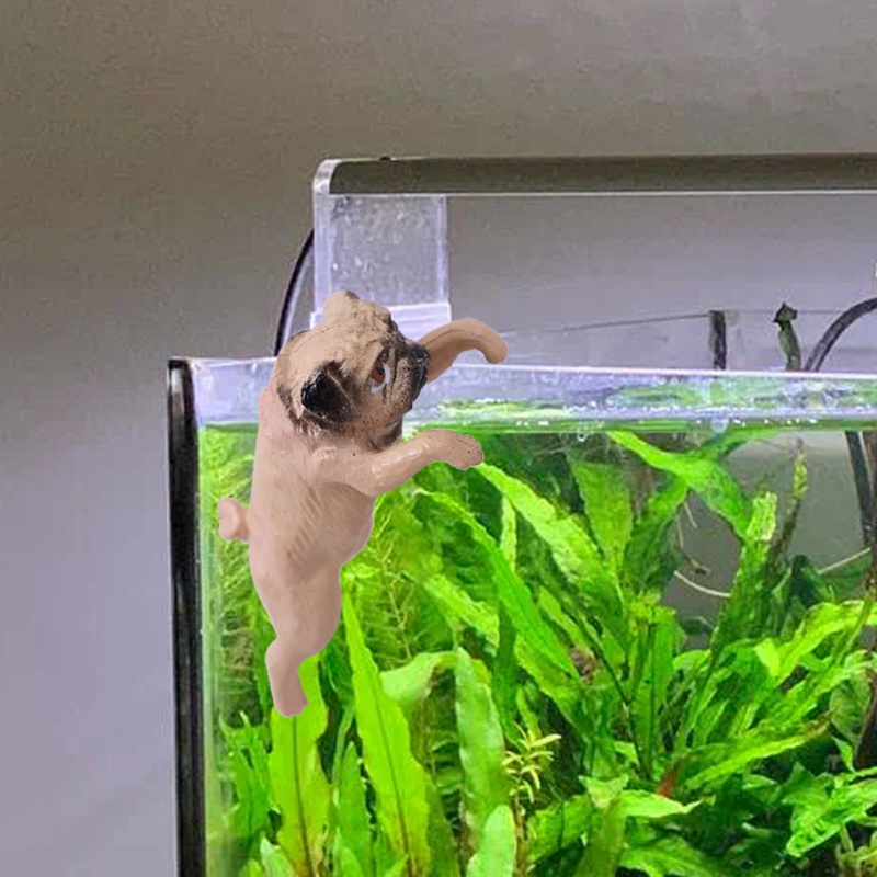 Kreatif Anjing Ornamen Aquarium PVC Liontin Dekorasi Anjing Manusia Hidup Panjat Tangki Ikan Dinding Lansekap DIY Aksesoris