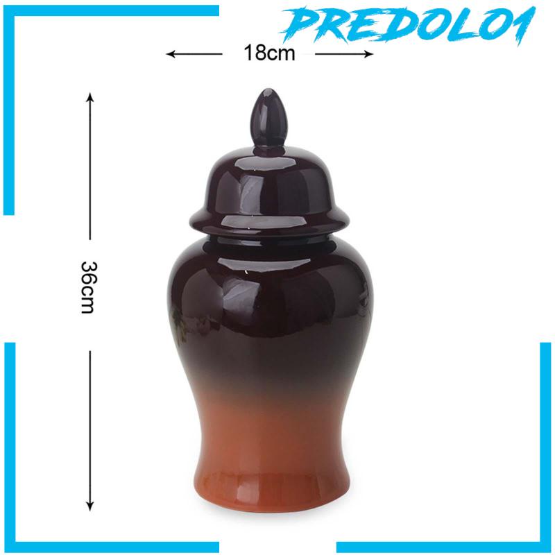 [Predolo1] Toples Candi Vas Porcelain Dengan Tutup Toples Penyimpanan Teh Pengerjaan Halus 7x14inch