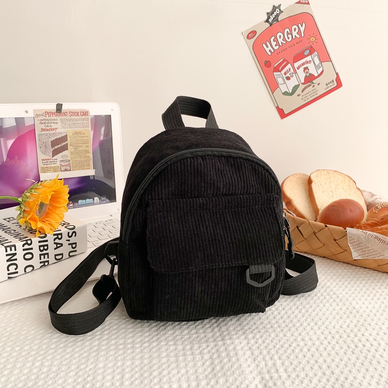FINOM Little Backpack - Tas Ransel Mini Corduroy | Backpack Wanita Remaja Fashion Trend Korea