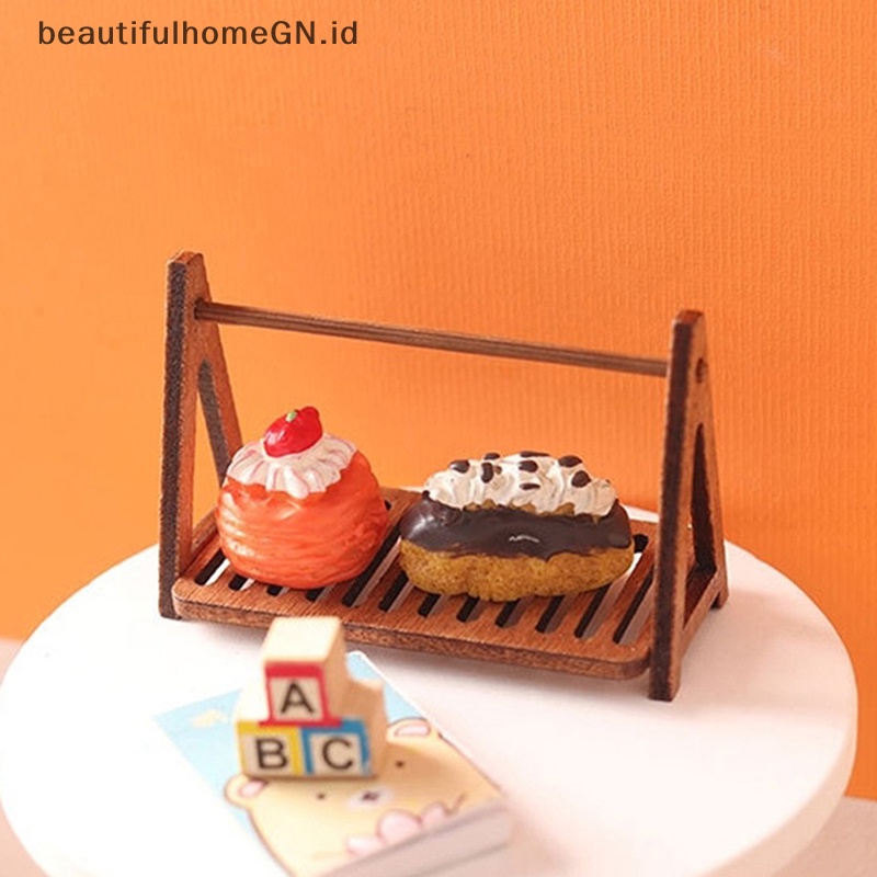 {Cantik} 1:12 Rumah Boneka Miniatur Rak Roti Kue Stand Rack Rak Penyimpanan Makanan Model Dapur Dekorasi Mainan Aksesoris Rumah Boneka~