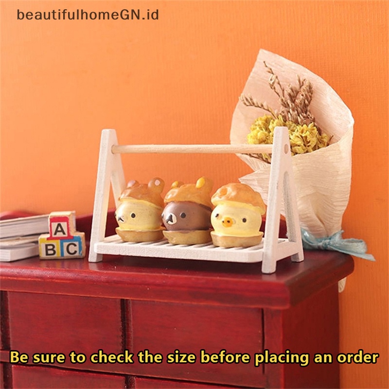 {Cantik} 1:12 Rumah Boneka Miniatur Rak Roti Kue Stand Rack Rak Penyimpanan Makanan Model Dapur Dekorasi Mainan Aksesoris Rumah Boneka~