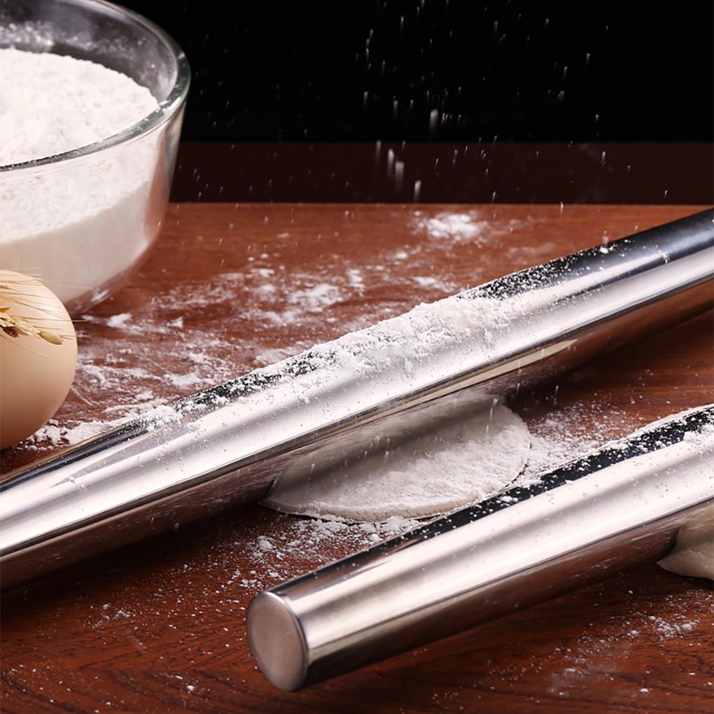 304stainless Steel Halus Rolling Pin Handheld Roller Non-Stick Memasak Membuat Adonan Rumah Tangga Baking Aksesori Pizza