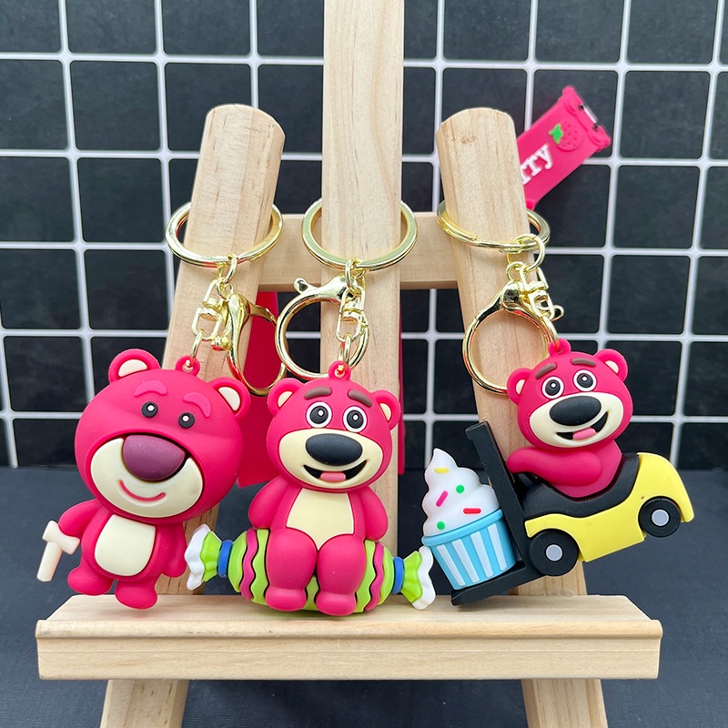 Anime Toy Story Beruang Strawberry Lucu Gantungan Kunci Liontin Aksesoris Mobil Gantungan Kunci Mainan Keychain