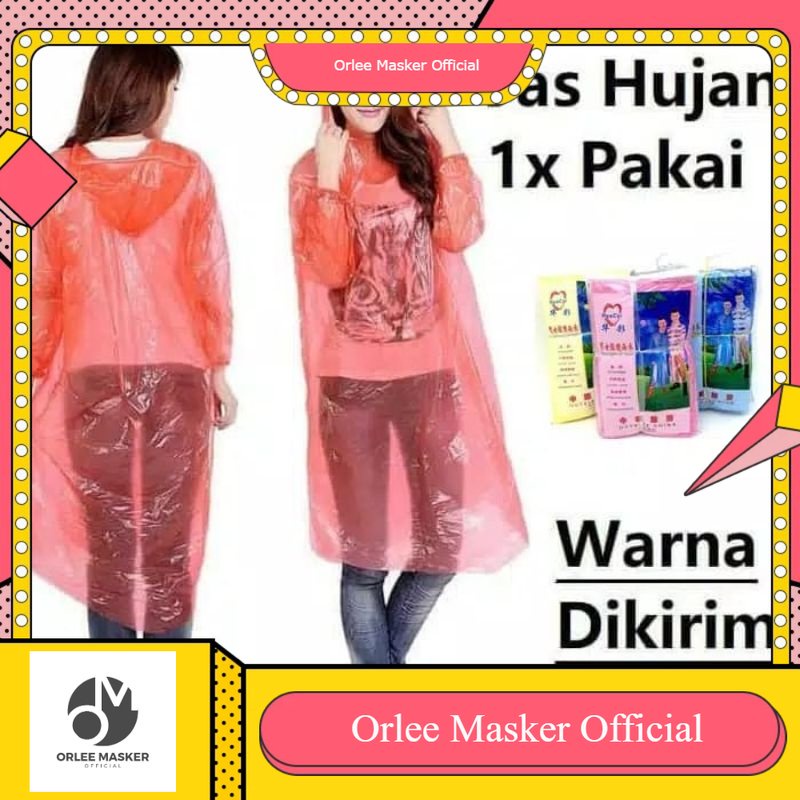 MANTOL PONCO TEBAL LENGAN PANJANG MAWAR/ORLEE PLASTIK TEBAL / JAS HUJAN LENGAN PANJANG SEKALI PAKAI (1PCS) tebal, tidak mudah sobek