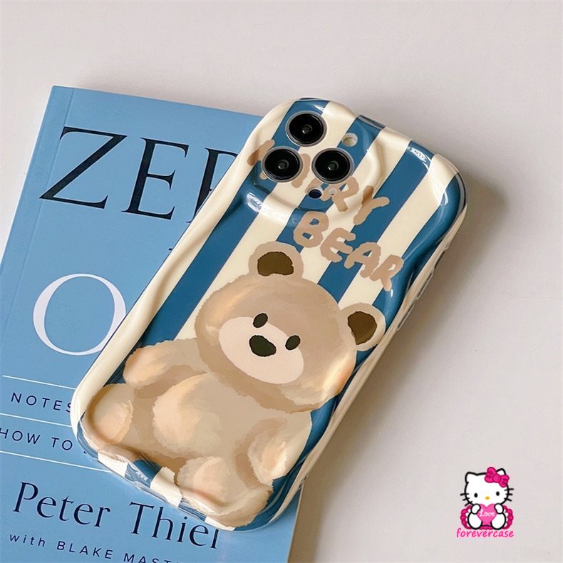 Flowers Case Untuk Vivo Y36 Y35 Y21 Y16 Y30 Y22 Y12 Y33s Y15 Y15A Y22s Y21s Y02 Y11 Y17 Y51A Y31 Y95 Y91 Y51 Y12s Y91C Y20 Y15s Y12i Y20i Beruang Lucu Stripe 3D Wavy Curved Edge Case