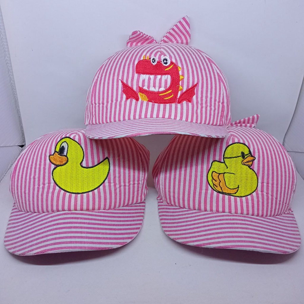 TOPI SALUR BAYI LAKI-LAKI &amp; PEREMPUAN MOTIF GARIS STRIPE DAN KARAKTER HEWAN