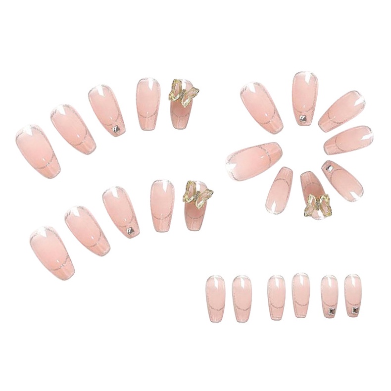 X78 24 Pcs DIY Kuku Palsu French Cool Finger Nail Art Stiker Kuku Palsu