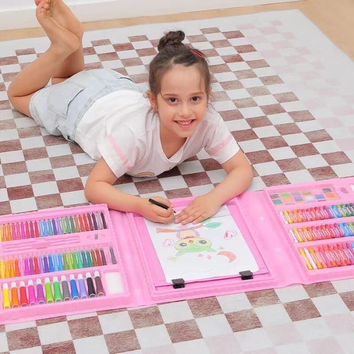 Doritoki 208pcs Crayon Anak Pengasah Set Alat Menggambar 2B