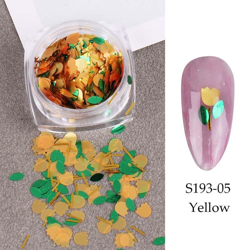 Agustina Bunga Kuku Payet Wanita Fantasi Tulip Manicure Aksesoris Daun Jepang Nail Art Bunga Hiasan Kuku