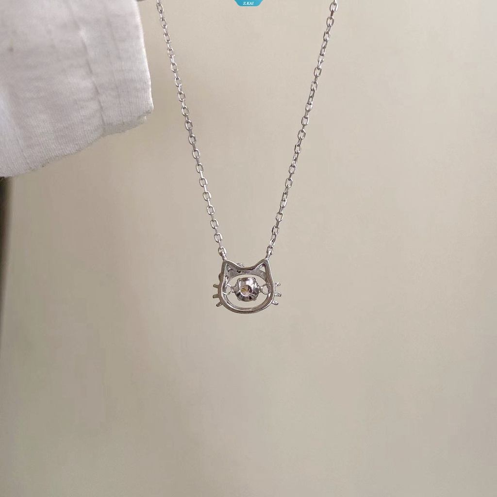 Sanrio Hello Kitty Kalung Pencocokan Kalung Untuk Wanita Fashion Gadis Hadiah Hati Rantai Klavikula Desain Kecil Sweater Rantai [ZK]