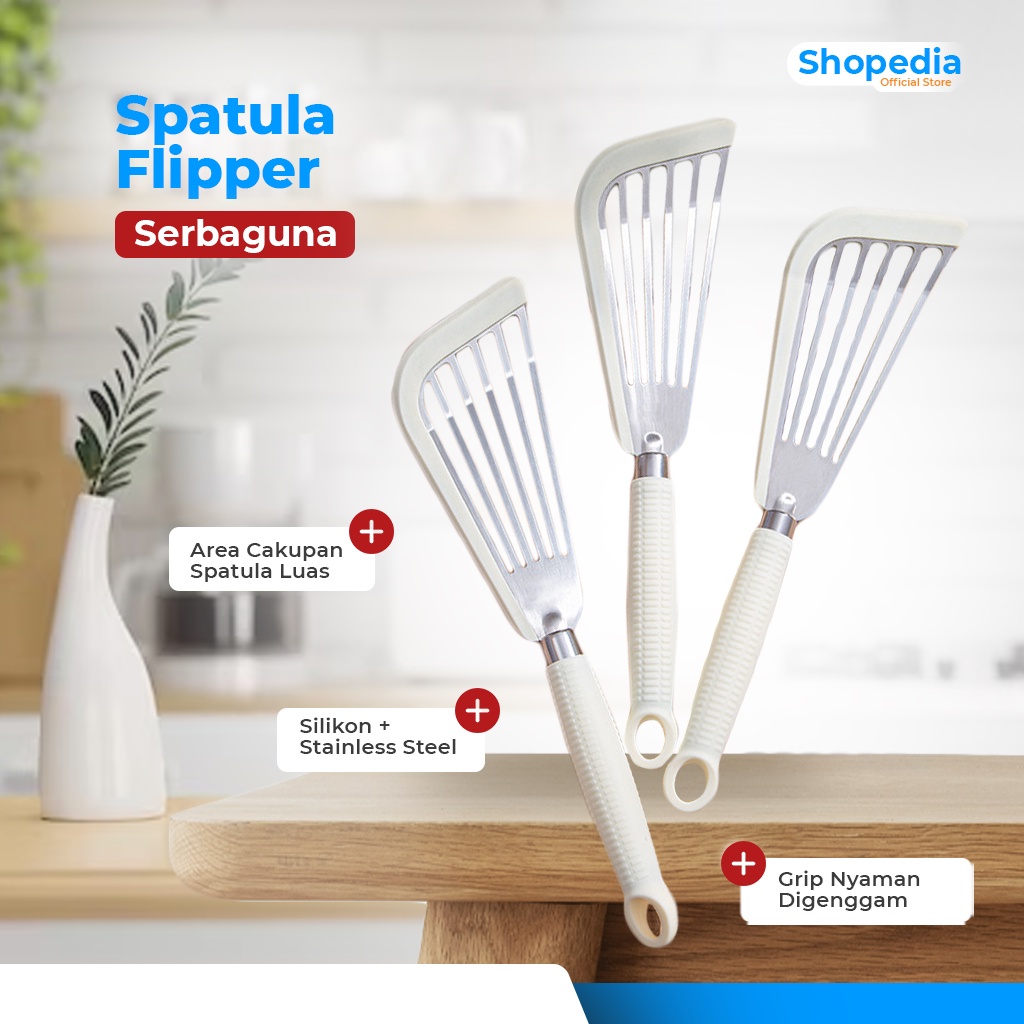 Spatula Bahan Silikon dan Stainless Steel Spatula Pembalik Makanan