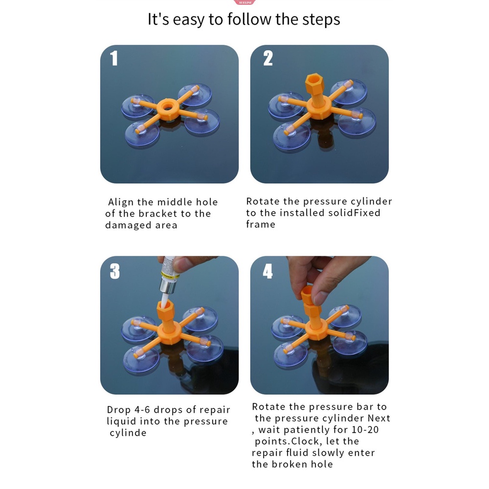 Alat Perbaikan Retak Kaca Mobil DIY Car Window Phone Screen Repair Kit Lem Curing Kaca Auto Glass Scratch Crack Restore [ZXL]