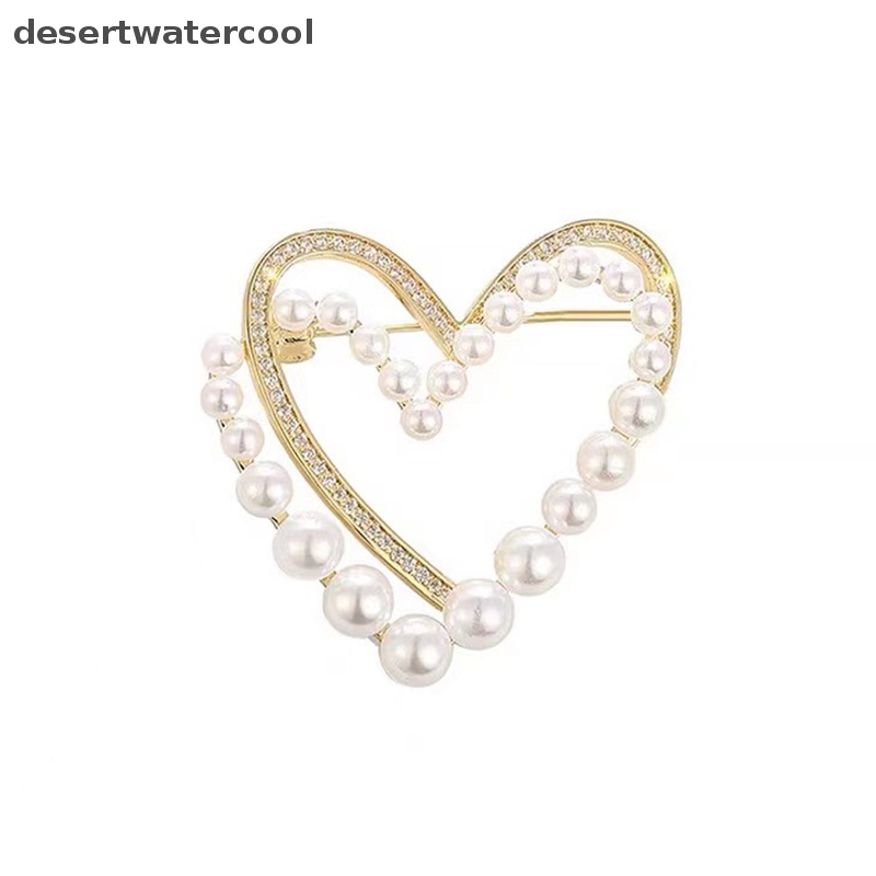 Deid Klasik Kristal Hati Mutiara Bros Pin Trendi Pakaian Gaun T-shirt Jantung Syal Bros Kristal Sutra Syal Gesper Bros Martijn