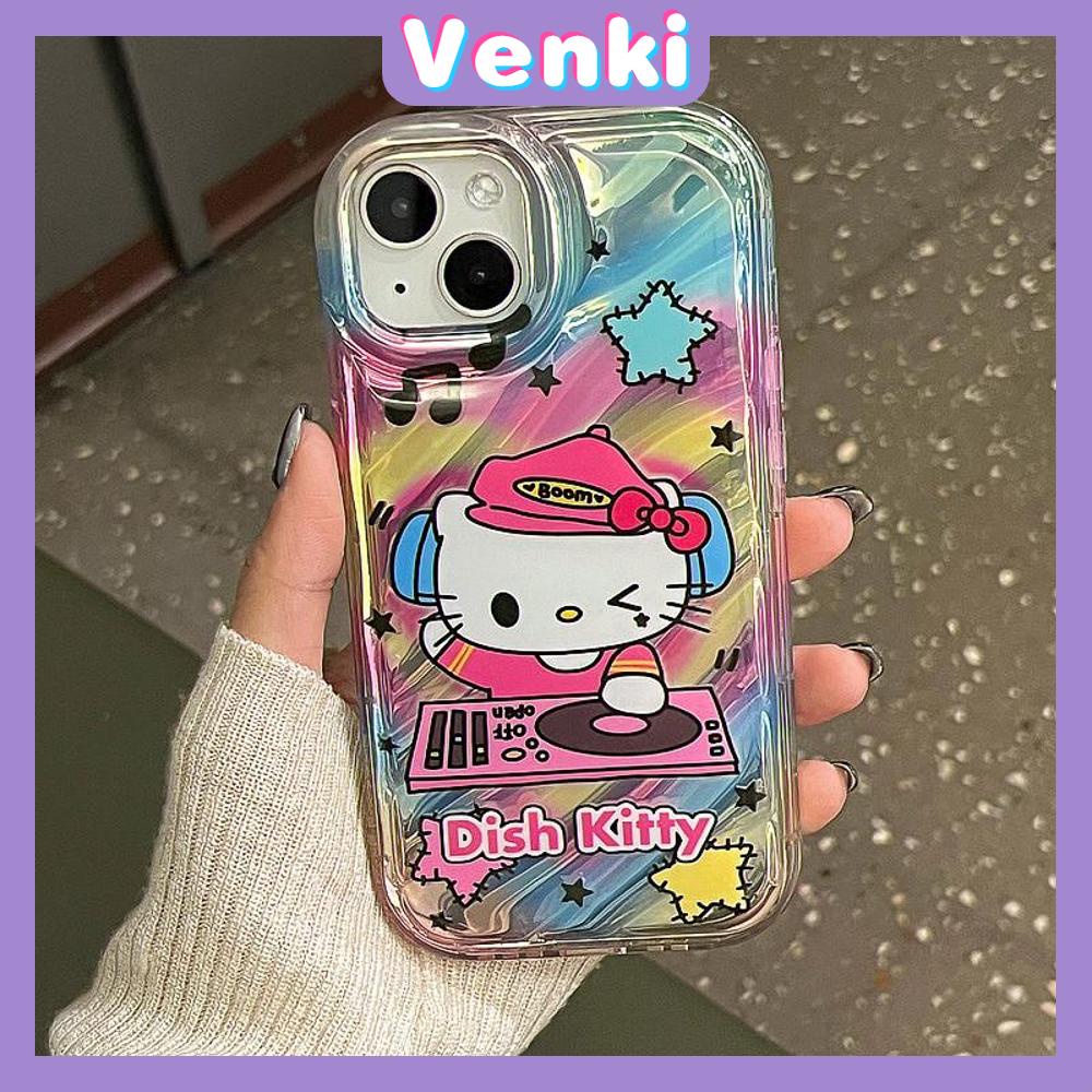 VENKI - Untuk iPhone 11 iPhone Case Laser Reflektif Bening Phone Case TPU Soft Shockproof Airbag Case Cute Kartun Kucing Kompatibel dengan iPhone 14 13 Pro Max 12 Pro Max XR 7 8PLus