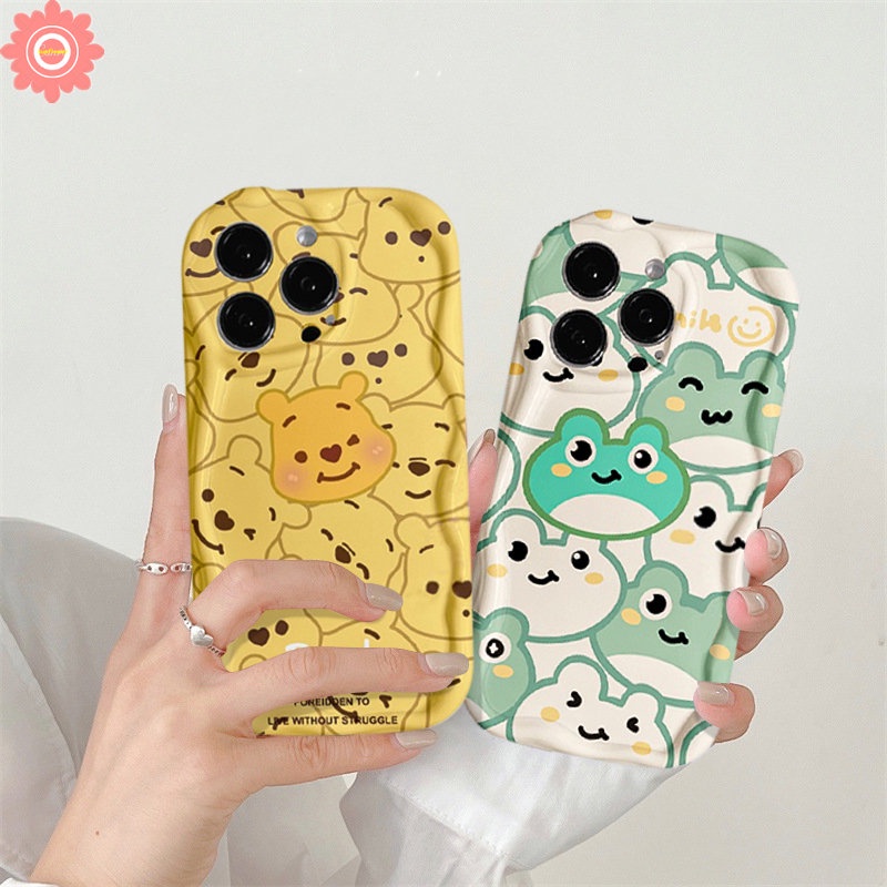 Casing Winnie The Pooh Kodok Lucu Untuk Redmi 9A A1 9C NFC 10C 10A A2 10 9T 9 POCO M3 Redmi Note 11 9 8 12 10s 10 11s Pro Max Full Layar Catoon Lembut 3D Wavy Curved Edge Shockproof Sarung