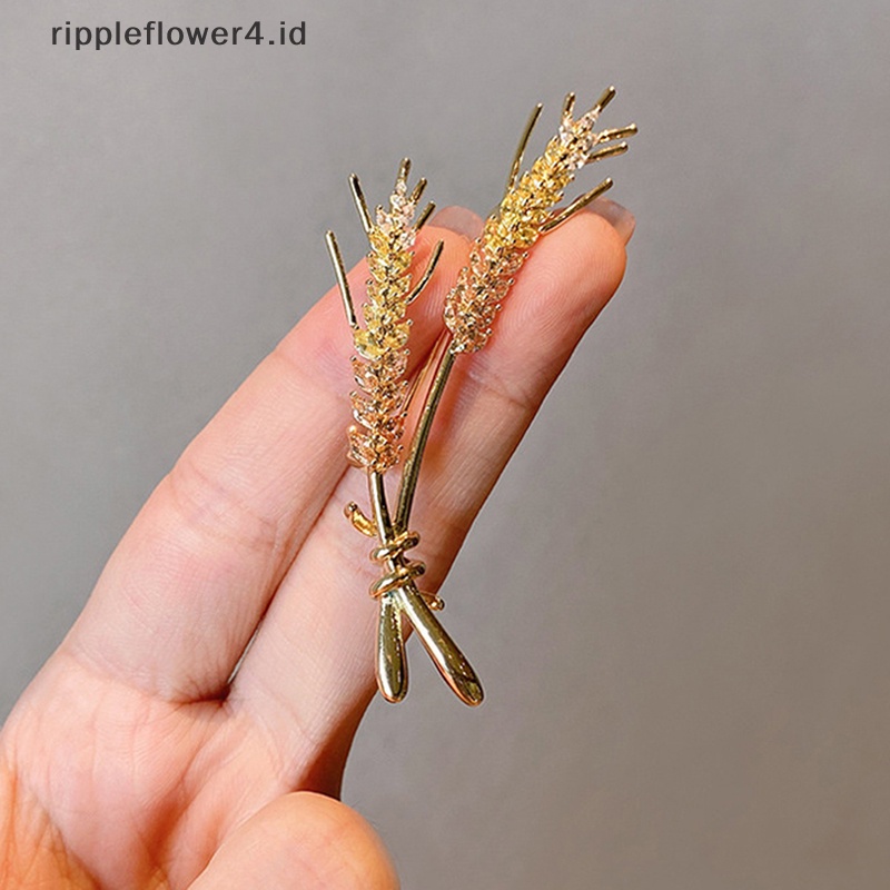 {rippleflower4.id} Bros Pin Kerah Telinga Gandum Baru Setelan Pria Wanita Ins Style Jewelry~