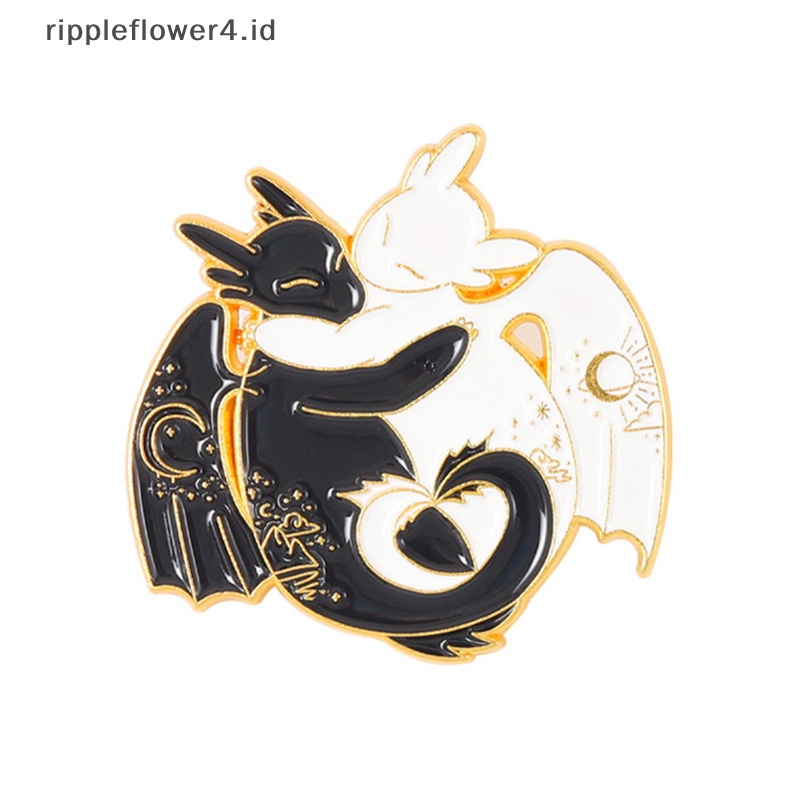 {rippleflower4.id} Hitam Punk Enamel Kucing Elk Koi Beruntung Gagang Bros Lencana Perhiasan Topi Kerah Pin~