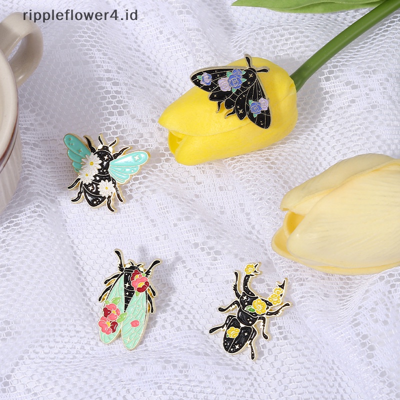 {rippleflower4.id} 1pcs Bunga Serangga Enamel Pin Alam Ngengat Cicada Scorpion Bros Kerah Ransel Lencana Lucu Perhiasan Hadiah Untuk Teman Anak~