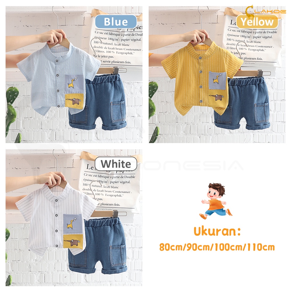 Lakoe Set Baju Anak Setelan anak laki-laki/Setelan Kemeja Anak premium Set Bayi Laki-Laki Lengan Pendek