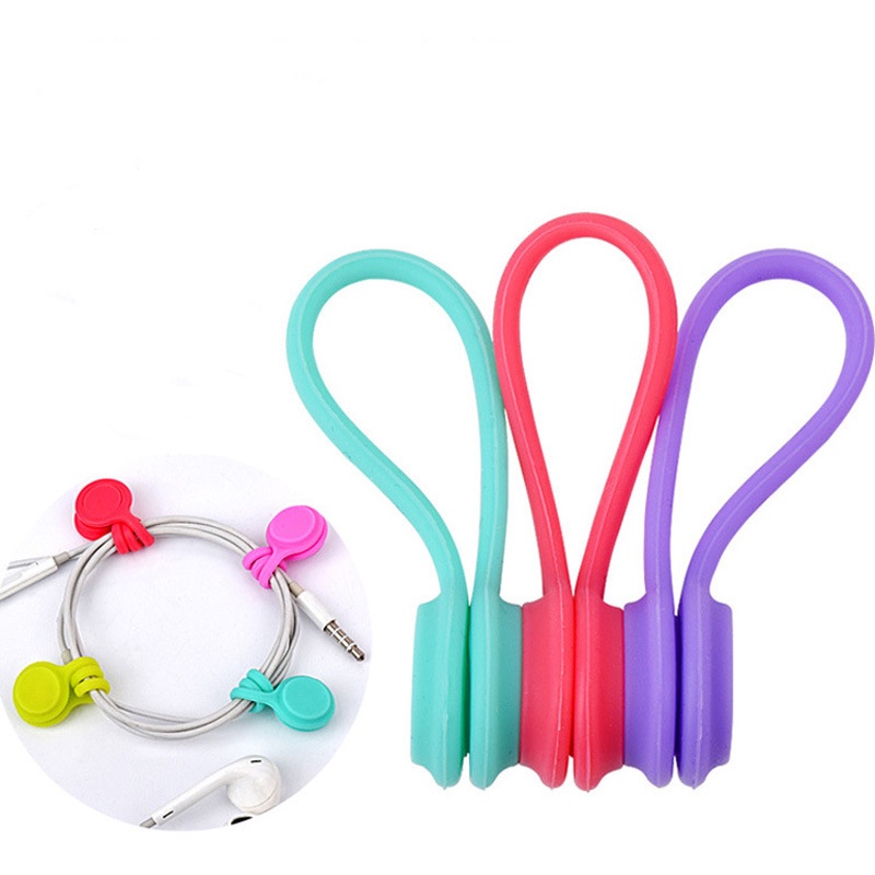 3pcs /set Hub Pembungkus Earphone Magnet Silikon Multicolor Untuk Mouse Headphone Earphone Mobil Kabel Holder