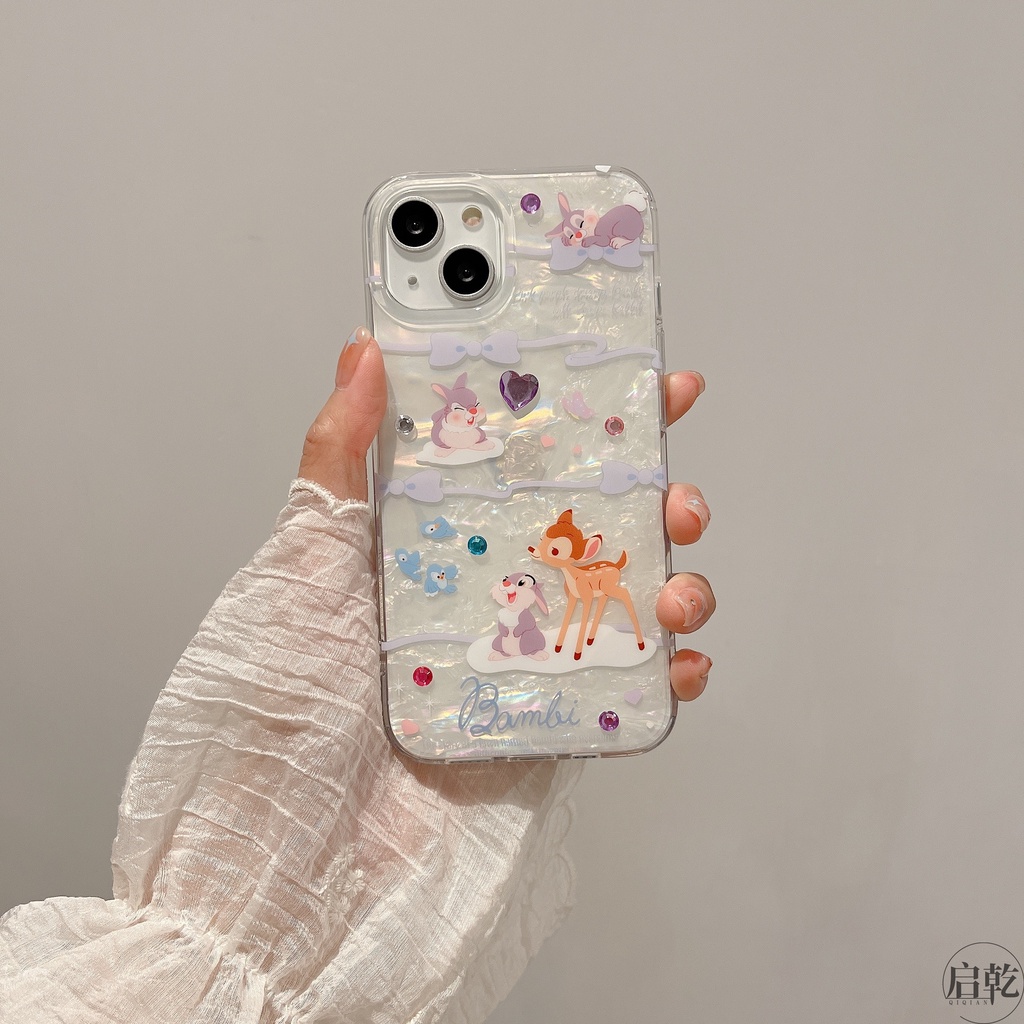 Ins Fawn Bambi Cocok Untuk iPhone 14 Pro Max Casing Ponsel iPhone Double-layer Motif Printing Kompatibel Dengan Iphone13 13pro 13prm iPhone 11 11pro 14plus 12Pro Max Casing Ponsel TPU Tahan Guncangan