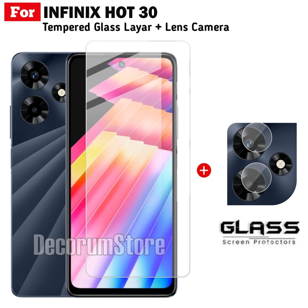 Tempered Glass INFINIX HOT 30 NFC Screen Guard Free Lens Camera Handphone