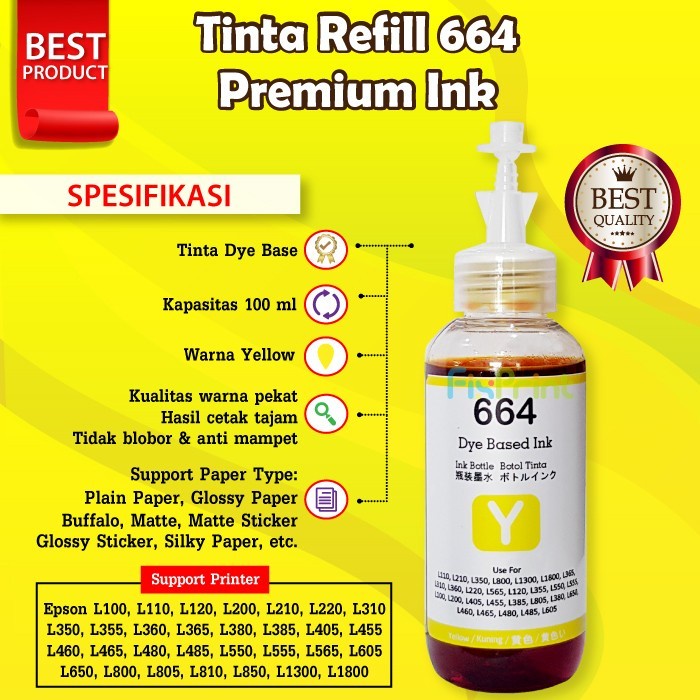 TINTA 664 T664 REFILL PRINTER BLACK COLOR L120 L350 L565 L555