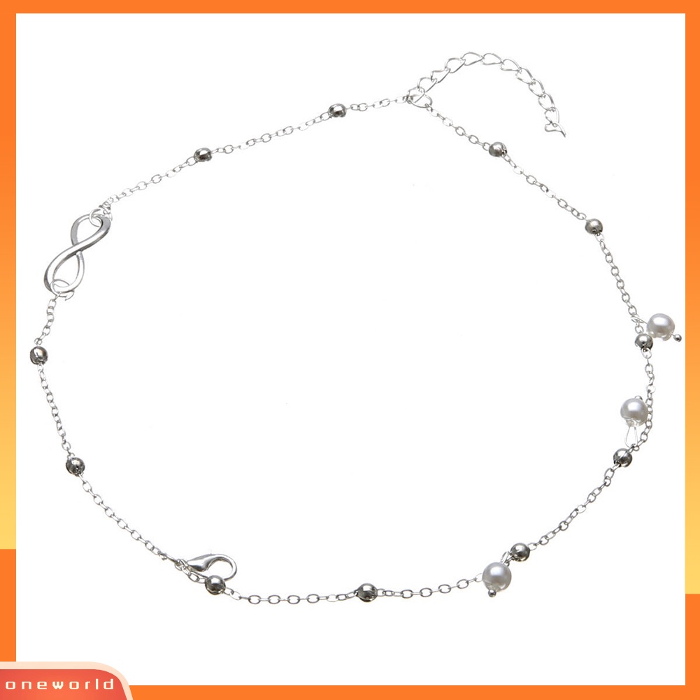 [WOD] Sandal Pantai Barefoot Infinity Charm Beads Gelang Kaki Double Layer Anklet