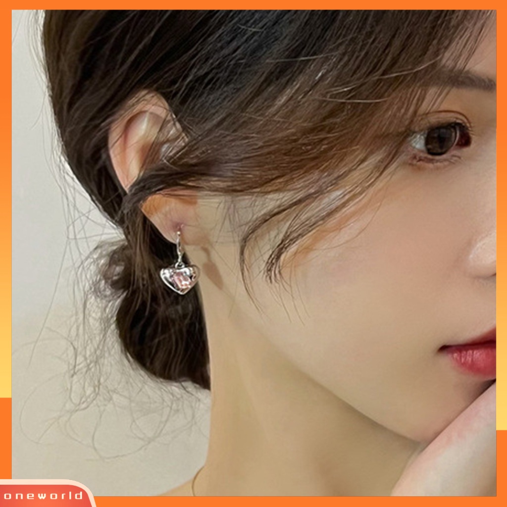 [WOD] 1pasang Anting Wanita Pengerjaan Halus Eye-catching Anti-Oksidasi Tahan Aus Telinga Tahan Luntur Liontin Bentuk Hati Manis Keren Drop Pendant Earrings Untuk Pacaran