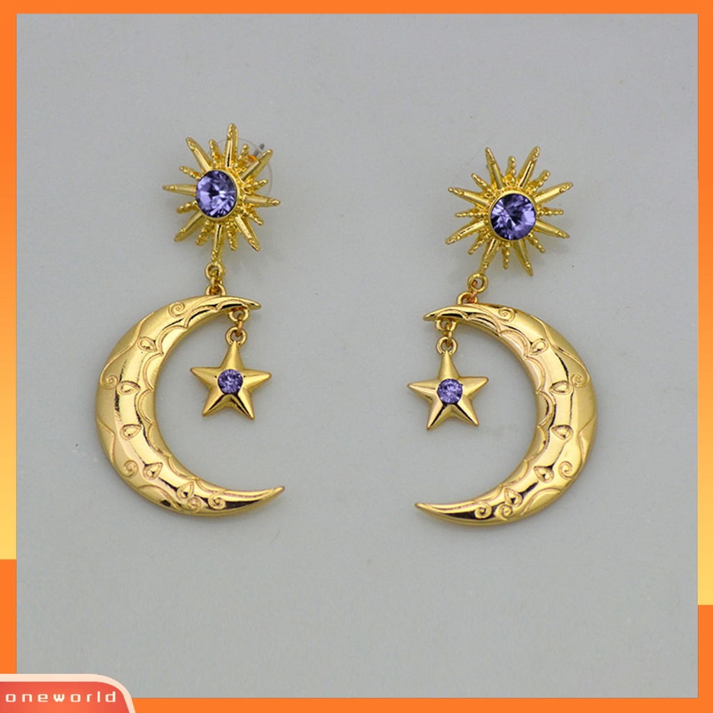 [WOD] 1pasang Anting Gantung Pengerjaan Indah Semua Pertandingan Paduan Mengkilap Elegan Drop Stud Earring Untuk Wanita